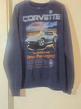 CORVETTE MEN'S DRIVE THE LEGEND GRAPHIC PRINT CREWNECK SWEATSHIRT M